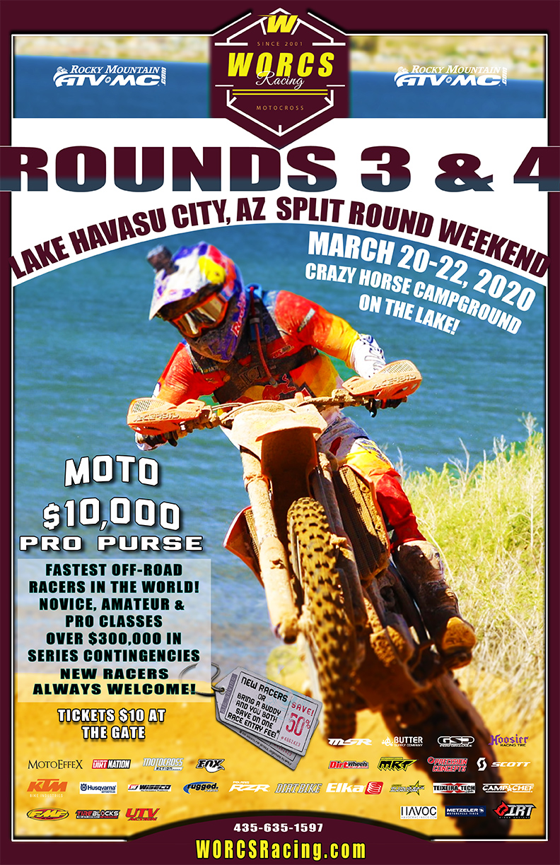 WORCS Racing Rounds 3 and 4 Double Round Weekend MC Only Lake Havasu City, AZ is now postponed